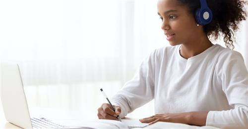 girl working on computer